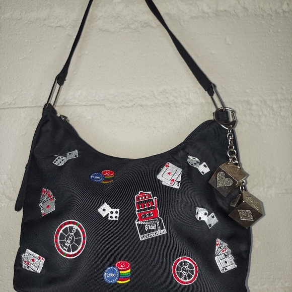 Black Casino-Themed Women's Shoulder Bag - Picture 11 of 16